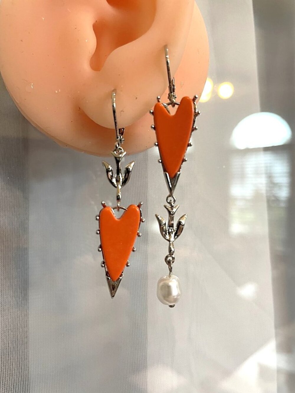White Gold Plated | Asymmetrical Spiky Heart Earrings | Alt Coquette | NWT
